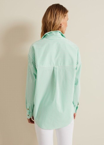 Phase Eight Green Striped Shirts Green/White Canada | TUGPBC-048